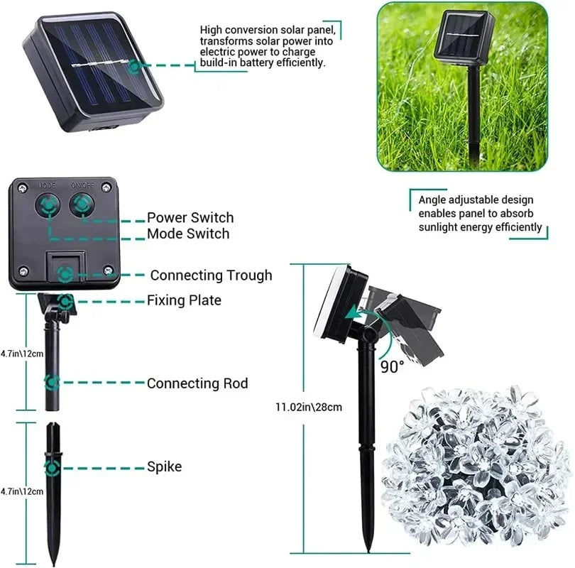 Solar Cherry Blossom String Lights for Garden Decor - Solar Guard