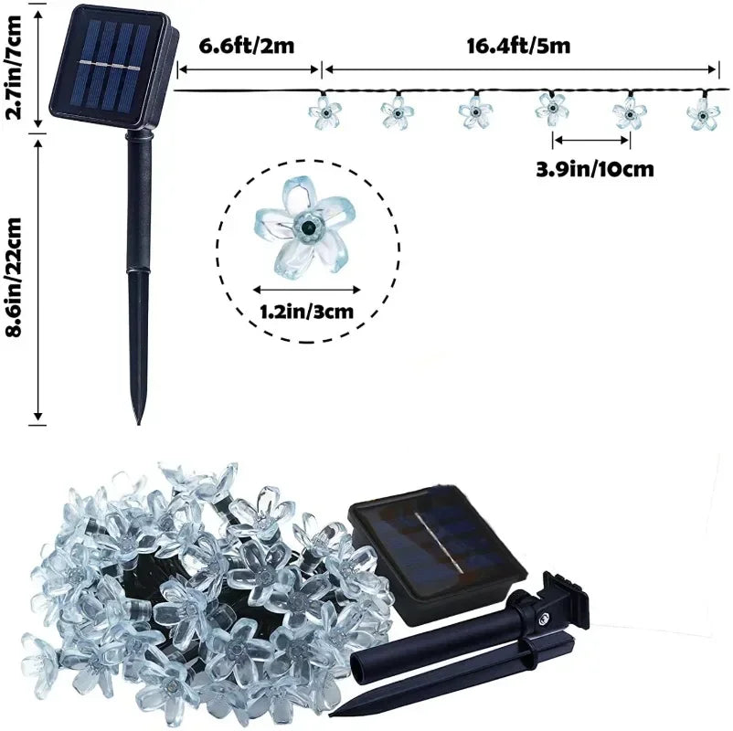 Solar Cherry Blossom String Lights for Garden Decor - Solar Guard