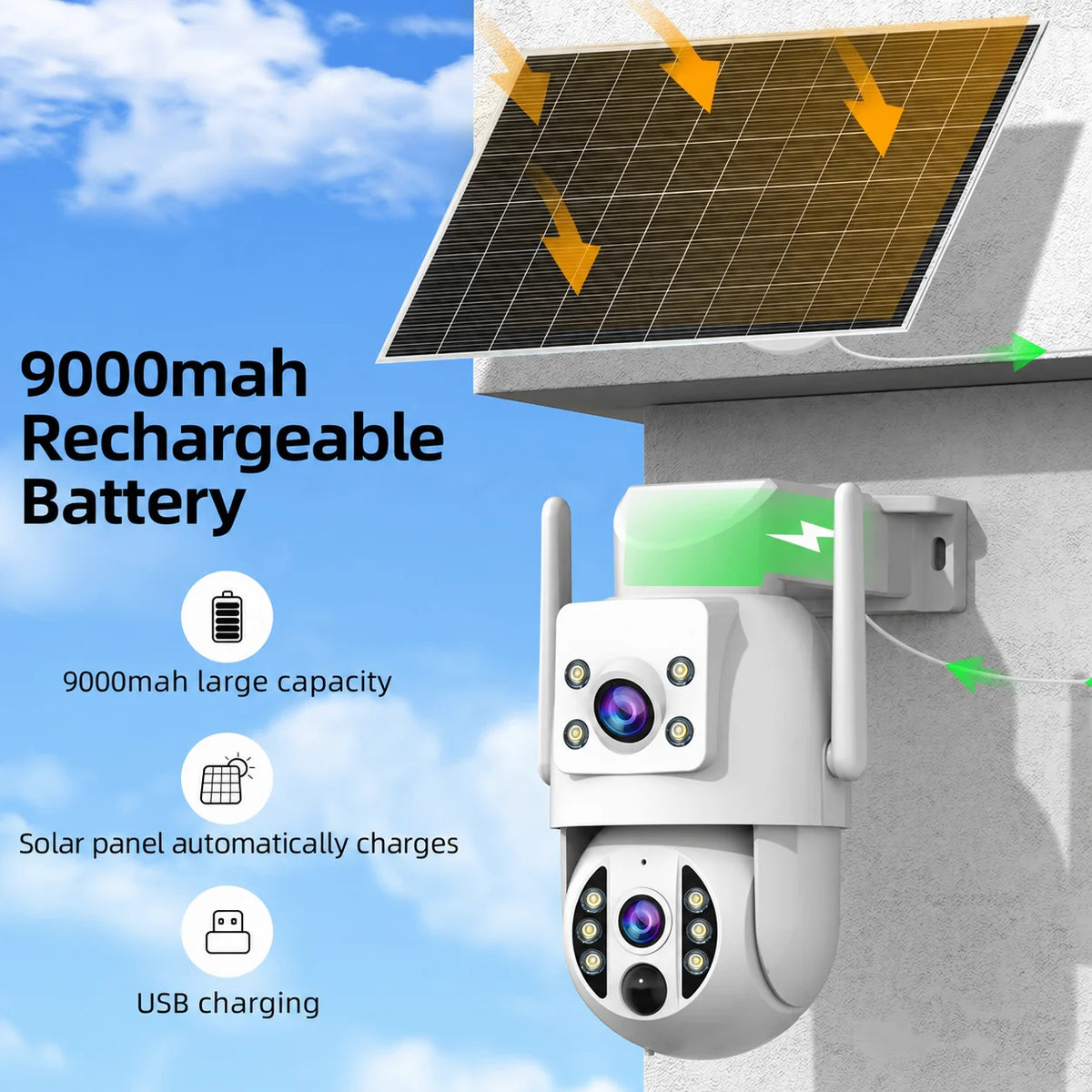 Solar Wireless Outdoor Security Camera Dual Lens 2K/4K - Solar Guard