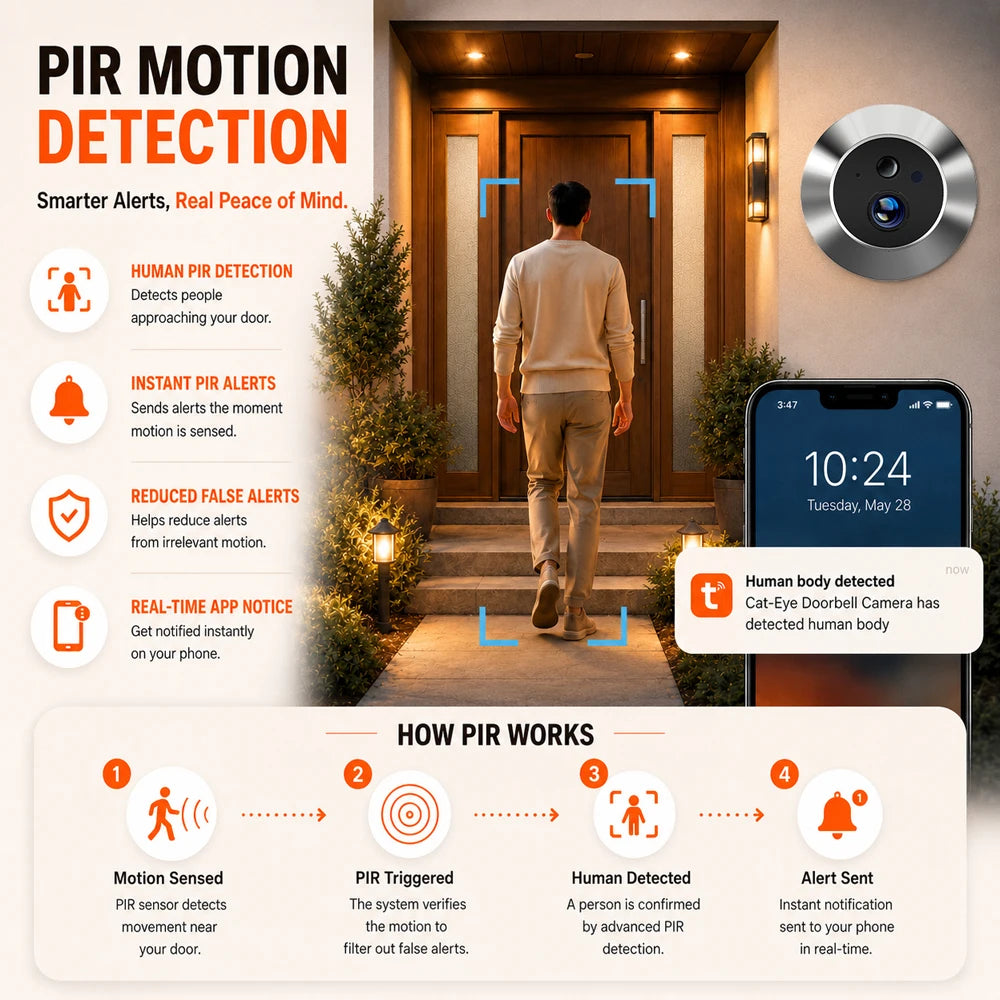 Tuya WiFi 3MP Smart Peephole Door Camera With Monitor - Solar Guard