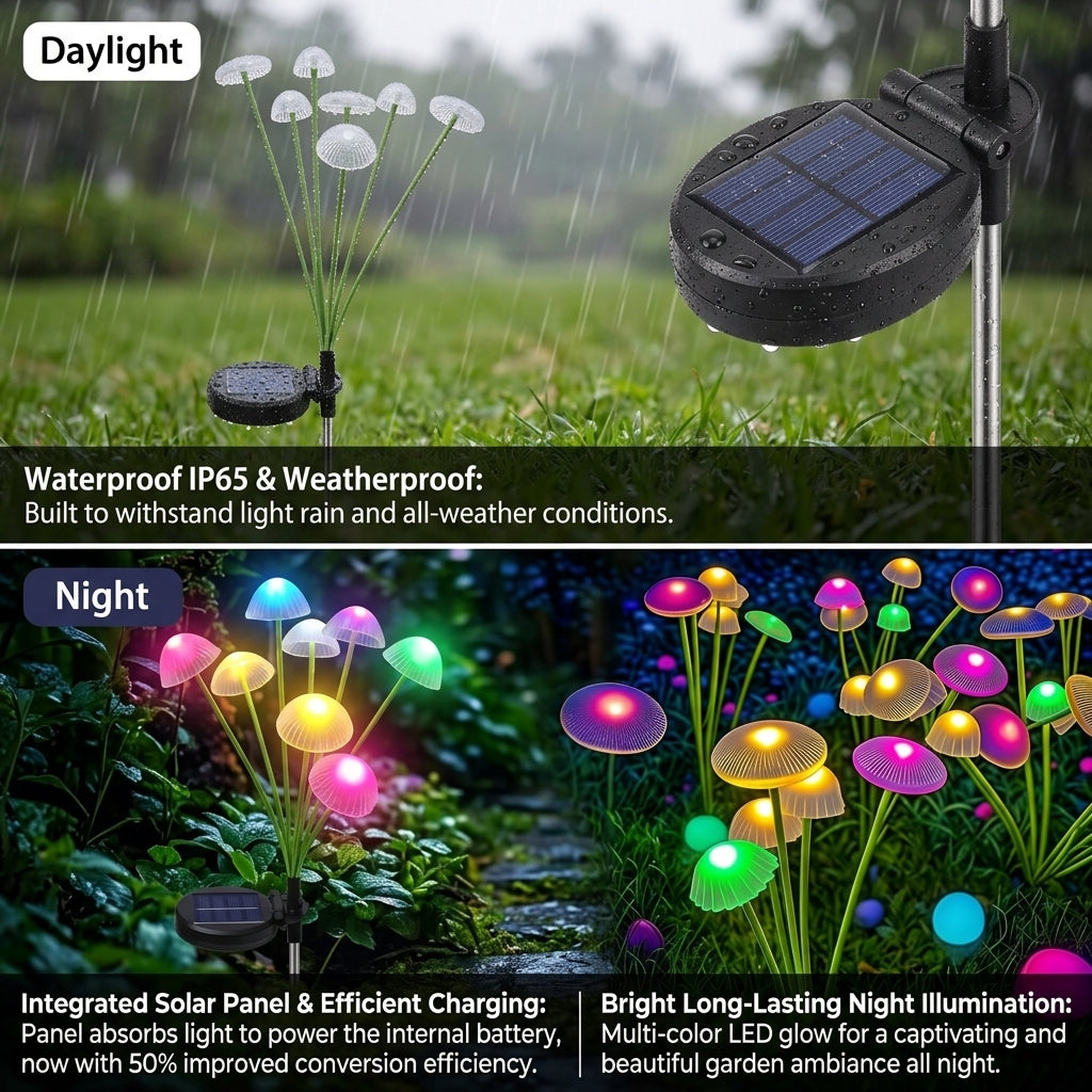 Solar Mushroom Garden Lights Jellyfish LED Outdoor Decor - Solar Guard