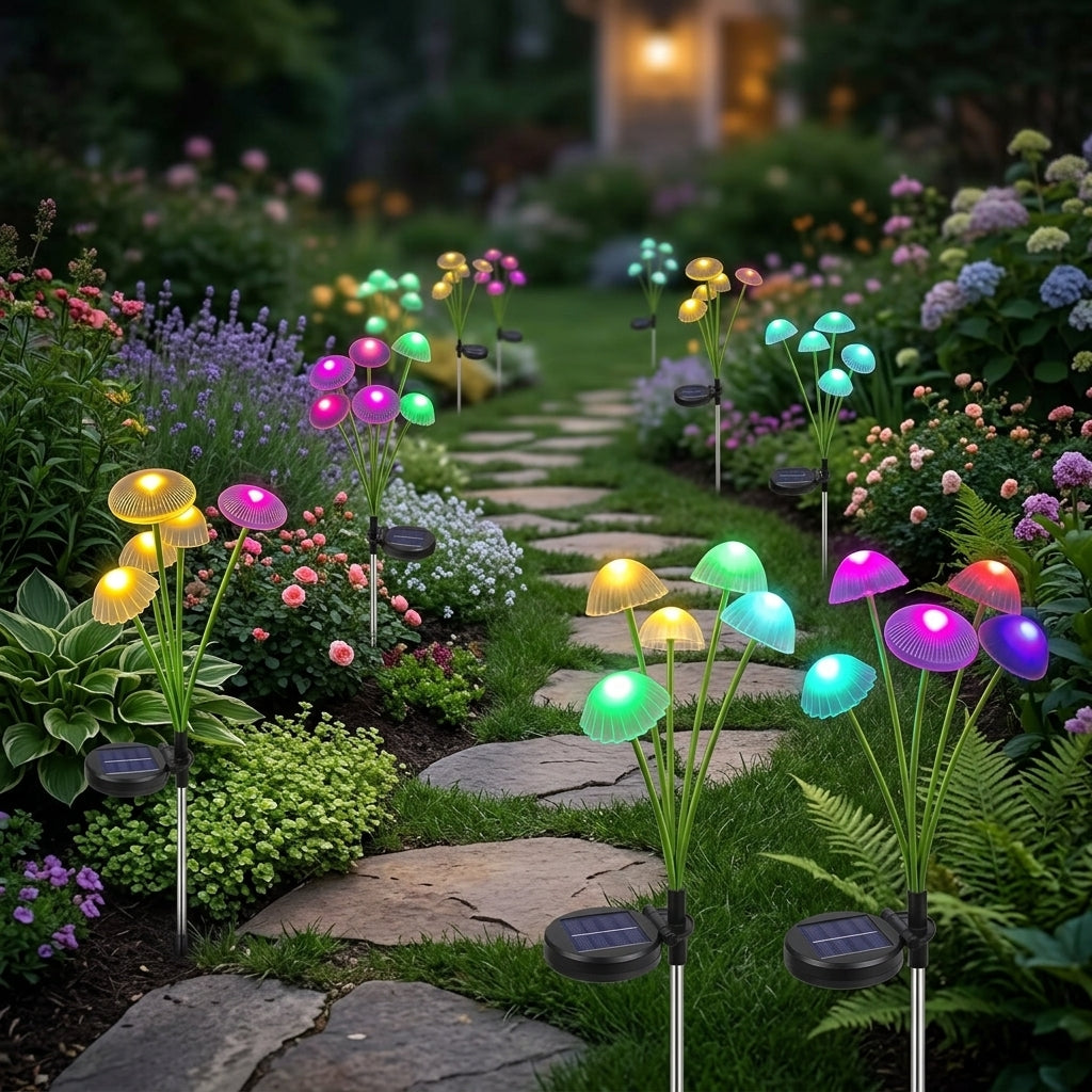 Solar Mushroom Garden Lights Jellyfish LED Outdoor Decor - Solar Guard
