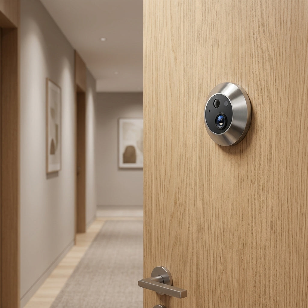 Tuya WiFi 3MP Smart Peephole Door Camera With Monitor - Solar Guard